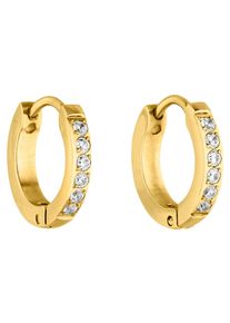 PURELEI Damen Paar Creolen "Schmuck Geschenk Kaimana Ohrringe, Earring-Kaimana", Edelstahl, gold, Edelstahl, Ohrringe, mit Zirkonia (synth.)