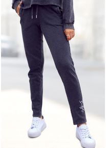 Buffalo Damen Sweathose, Gr. 32, schwarz, Sweatware, Obermaterial: 60% Baumwolle, 40% Polyester, unifarben, bestickt, casual, Hosen, mit