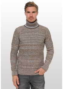 Rusty Neal Herren Rollkragenpullover, beige, casual, Gr. S, meliert, 70% Polyacryl, 30% Baumwolle, Pullover, im angesagten Strickdesign