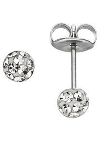 Jobo Damen Paar Ohrstecker, Edelstahl, silber, Edelstahl, Ohrringe, Edelstahl mit Kristallsteinen