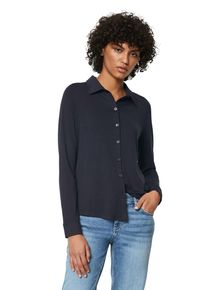 Marc O'Polo MARC O'POLO Damen Blusenshirt, blau, Basic, Gr. XL, Single Jersey, Obermaterial: 97% Viskose, 3% Elasthan, Shirts, im hüftlangen Schnitt