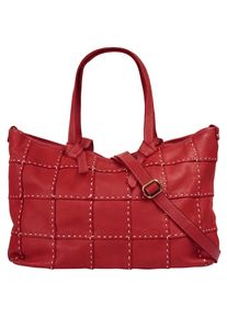 Samantha Look Damen Shopper, rot, Leder, unifarben, leicht glänzend, Taschen, echt Leder, Made in Italy