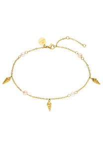 PURELEI Fußkette mit Anhänger "Schmuck Geschenk Akala, Muschel, 2032-AnkletBracelet-Akala-Gold", Edelstahl-Perlen, orange, Edelstahl, Perlen,