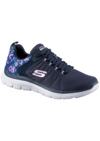 Skechers Damen Sneaker "FLEX APPEAL 4.0 LET IT BLOSSOM", Gr. 35, blau, Textil, casual, Schuhe, mit Blumenprint an der Ferse, Freizeitschuh,