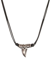 s.Oliver Herren Kette mit Anhänger "Zahn, 2035535", Edelstahl-Leder, L: 50cm, schwarz, Edelstahl, Leder, Halsketten