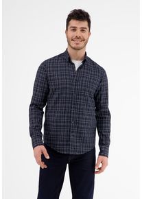 Lerros Herren Langarmhemd "Lerros Karohemd in Dobby-Struktur", blau, Gr. S, 100% Baumwolle, Hemden