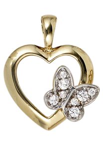 Jobo Damen Herz-Anhänger "Anhänger Schmetterling", Gelbgold 333, gold, Gelbgold 333, Schmuckanhänger, 333 Gold mit Zirkonia