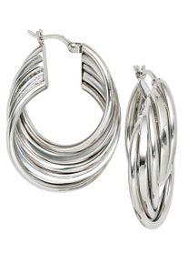 Jobo Damen Paar Creolen "Ohrringe rhodiniert", Silber 925 (Sterlingsilber), silber, Silber 925 (Sterlingsilber), Ohrringe, 925 Silber