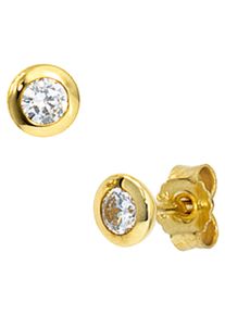 Jobo Damen Paar Ohrstecker, Gelbgold 333, gold, Gelbgold 333, Ohrringe, rund 333 Gold mit Zirkonia