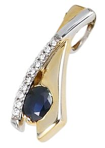 Jobo Damen Ketten-Anhänger "Anhänger mit Safir und Zirkonia", Gelbgold 333, gold, Gelbgold 333, Schmuckanhänger, 333 Gold bicolor