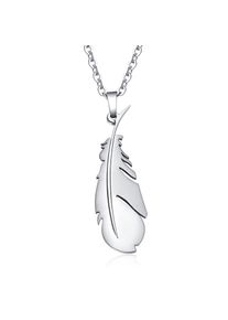 Damen Kette mit Anhänger "Feder", silber, Basic, Collezione Alessandro, Metall, Halsketten, mit modischem Federanhänger