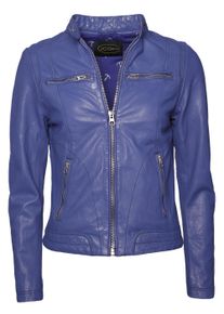JCC Damen Lederjacke "8006", blau, Gr. L, Oberstoff: 100% Lammnappa-Leder / Futter. 65% Polyester, 35% Baumwolle / Ärmelfutter: 100% Polyester, Jacken