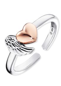 Engelsrufer Damen Fingerring "Flügel & Herz Bicolor, ERR-WINGHEART-BICOR", 2,5 g, Silber 925 (Sterlingsilber), 8mm, rosa, Silber 925