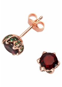 Firetti Damen Paar Ohrstecker "Schmuck Geschenk Silber 925 Ohrschmuck Edelstein Granat", Silber 925 (Sterlingsilber), rosa, Silber 925