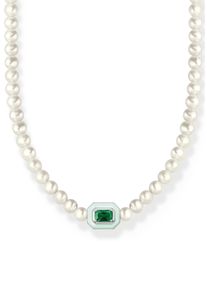 Thomas Sabo Damen Choker "Choker Perlen mit grünem Stein, KE2183-082-6-L42V", 42, Silber 925 (Sterlingsilber)-Perlen, grün, Silber 925