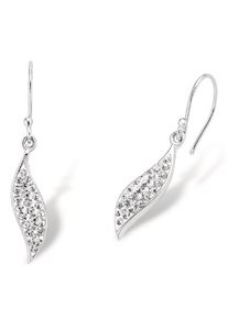 Amor Damen Paar Ohrhaken "Blätter, 9060467", Silber 925 (Sterlingsilber), silber, Silber 925 (Sterlingsilber), Ohrringe, mit Kristallstein