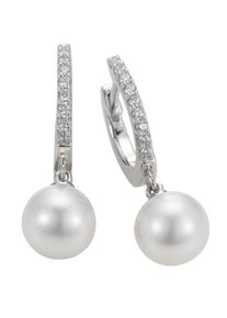 ADRIANA Damen Paar Creolen "Genua, G9-90, G9-94", Silber 925 (Sterlingsilber)-Perlen, weiß, Silber 925 (Sterlingsilber), Perlen, Ohrringe, Made in