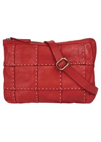 Samantha Look Damen Umhängetasche, rot, Leder, unifarben, leicht glänzend, Taschen, echt Leder, Made in Italy