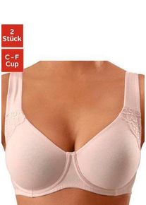 Petite Fleur Damen Minimizer-BH, Gr. 100, rosa, Jersey, Spitze, Obermaterial: 85% Baumwolle, 10% Polyamid, 5% Elasthan, Basic, BHs, mit Bügel, mit
