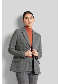 Bugatti Damen Kurzblazer, braun, casual, Gr. 44, kariert, 63% Polyester, 34% Viskose, 3% Elasthan, Blazer, mit Reverskragen