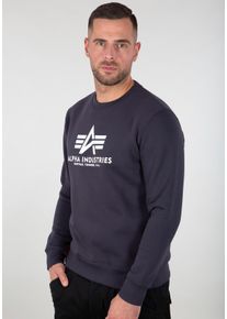 Herren Sweatshirt "Basic Sweater", blau, modisch, Gr. M, Alpha Industries, bedruckt, angeraute Sweatware, Obermaterial: 80% Baumwolle, 20% Polyester,