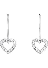 Thomas Sabo Damen Paar Ohrhänger "in Herzform, H2292-051-14", Silber 925 (Sterlingsilber), bunt, Silber 925 (Sterlingsilber), Ohrringe, mit Zirkonia