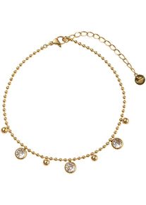 Firetti Fußkette mit Anhänger "Schmuck Geschenk Körperschmuck Kreise Kugeln", Edelstahl, gold, Edelstahl, Fußkettchen, mit Zirkonia (synth.)