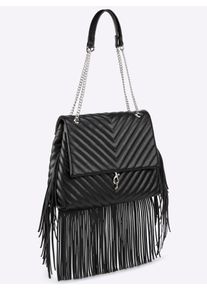 Heine Damen Handtasche, schwarz, Viskosemischung, Metall, unifarben, Taschen