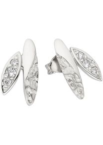 Bruno Banani Damen Paar Ohrstecker "Schmuck Geschenk Silber 925 Ohrringe Blattoptik, B0251E/90/03/", Silber 925 (Sterlingsilber), silber, Silber 925