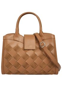 Samantha Look Damen Henkeltasche, braun, Leder, Taschen, echt Leder, Made in Italy