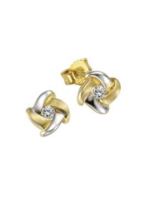 Vivance Damen Paar Ohrstecker "333 Gold zweifarbig Zirkonia weiß", ONE-SIZE, Gold, bunt, Gold, Ohrringe