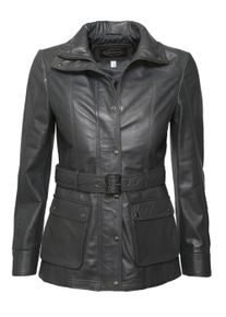 JCC Damen Bikerjacke "R6382", grau, Gr. 48, Obermaterial: 100% Leder, Lamm / Futter: 100% Polyester / Ärmelfutter: 100% Polyester, Jacken