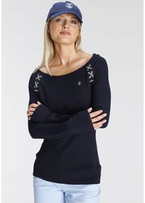 DELMAO Damen Streifenpullover, blau, casual, Gr. 32, unifarben, Feinstrick, Obermaterial: 70% Viskose, 30% Polyamid, Pullover