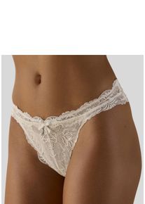 Lascana Damen Tanga, Gr. 44, weiß, Microtouch, Spitze, Obermaterial: 90% Polyamid, 10% Elasthan, Unterhosen, rundherum aus edler Spitze
