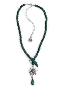 Allgäu Rebell ALLGÄU REBELL Damen Kette mit Anhänger "Sonia", grün, Basic, Glas, Halsketten, mit Edelweiß Anhänger