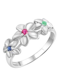 Firetti Damen Fingerring "Schmuck Geschenk Silber 925 Silberring Blüten", 18, Silber 925 (Sterlingsilber), 2,5mm, bunt, Silber 925 (Sterlingsilber),