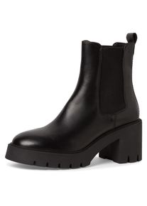 Tamaris Damen Chelseaboots, Gr. 41, schwarz, Glattleder, Elastischer Einsatz, unifarben, modisch, Schuhe
