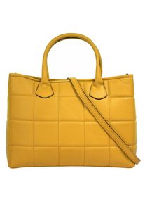 CLUTY Damen Henkeltasche, gelb, Leder, unifarben, Taschen, echt Leder, Made in Italy