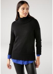 Tamaris Damen Rollkragenpullover, schwarz, casual, Gr. 36, Strick, Obermaterial: 50% Viskose, 26% Polyamid, 24% Polyester, Pullover, mit Rippdetails