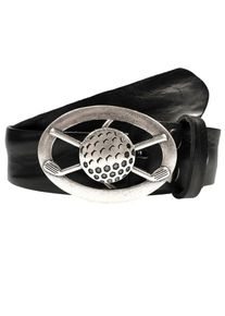 Damen Ledergürtel, schwarz, casual,modisch, Gr. 110, RETTUNGSRING BY SHOWROOM 019, unifarben, Leder, Gürtel, mit austauschbarer Schließe »Golfball