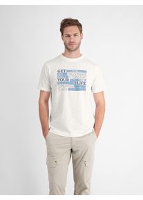 Lerros Herren T-Shirt "Lerros T-Shirt mit modischem Print", weiß, Gr. S, 100% Baumwolle, Shirts