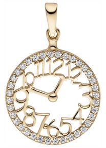 Jobo Damen Ketten-Anhänger "Anhänger Uhr", Gelbgold 333, gold, Gelbgold 333, Schmuckanhänger, 333 Gold mit 36 Zirkonia