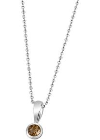Firetti Damen Kette mit Anhänger "Schmuck Geschenk Gold 375 Gold 585 Halsschmuck Halskette Solitär", Weißgold 375, L: 45cm B: 1mm, braun, Weißgold