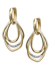 Jobo Damen Paar Creolen "Ohrringe mit 10 Zirkonia", Silber 925 (Sterlingsilber), gold, Silber 925 (Sterlingsilber), Ohrringe, 925 Silber vergoldet