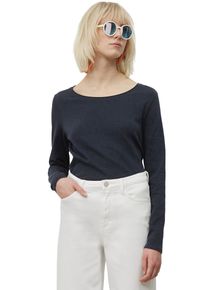 Marc O'Polo Damen Langarmshirt, blau, casual, Gr. L, MARC O'POLO DENIM, unifarben, Slub, Obermaterial: 100% Baumwolle, Shirts, als tolles Langarm-Basic