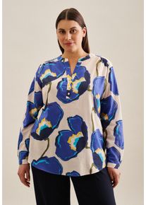 Seidensticker Damen Klassische Bluse "Schwarze Rose", blau, Gr. 48, geblümt, 100% Baumwolle, Blusen, Tunika Floral
