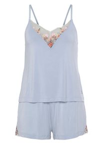 Lascana Damen Shorty, Gr. 32, blau, Single Jersey, Obermaterial: 95% Viskose, 5% Elasthan, unifarben mit Farbeinsätzen, feminin, Homewear-Sets, mit
