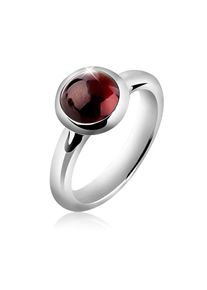 NENALINA Damen Fingerring "Granat Cabochon Edelstein Rund Rot 925 Silber", 56mm,mit Steinen, Silber 925 (Sterlingsilber), 3mm, silber, Silber 925