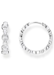 Thomas Sabo Damen Paar Creolen "Kreise mit weißen Steinen, CR715-051-14", Silber 925 (Sterlingsilber), bunt, Silber 925 (Sterlingsilber), Ohrringe,