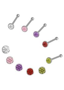 Firetti Nasenpiercing-Set "Multipack Schmuck Geschenk Silber 925 Piercing Nasenstecker", bunt, Silber 925 (Sterlingsilber), Piercings, mit Zirkonia